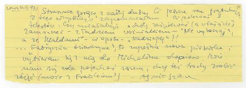 Agnieszka Osiecka do Magdy Umer | 10 III 1989 | z archiwum Magdy Umer